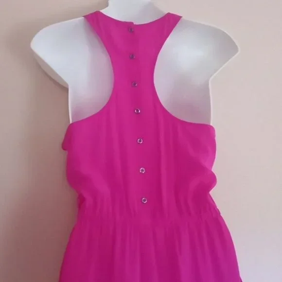 Anthropologie Twelfth Street- Cynthia Vincent Hot Pink Barbiecore Jumpsuit Silk - Picture 4 of 12